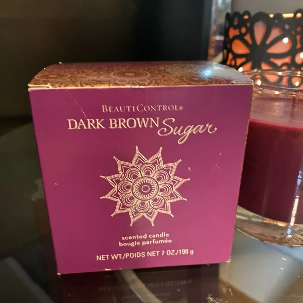 Beauticontrol Dark Brown Sugar Candle 7oz Rare Discontinued Fig Coconut Musk Jar